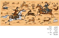 نخ و نقشه تابلو فرش دستبافت  طرح شکارگاه کد ۲۴۷۷