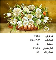 نخ و نقشه تابلو فرش دستبافت طرح گل کد ۱۹۶۸
