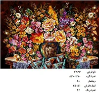 نخ و نقشه تابلو فرش دستبافت طرح گل کد ۲۳۶۶