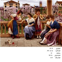 نخ و نقشه تابلو فرش طرح دور همی دوستانه (بالکن همسایه )کد ۱۶۰۶