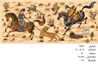 نخ و نقشه تابلو فرش دستبافت  ، طرح  شکارگاه  ، کد ۲۴۷۶