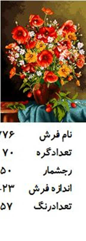 نخ و نقشه تابلو فرش دستبافت طرح گل کد ۱۷۷۶
