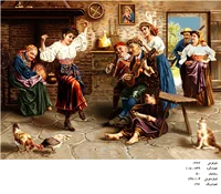 نخ و نقشه تابلو فرش طرح دور همی شاد کد ۱۹۹۲