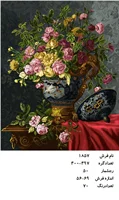نخ و نقشه تابلو فرش دستبافت طرح گل کد ۱۸۵۷