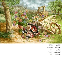 نخ و نقشه تابلو فرش دستبافت طرح گل کد ۱۶۹۸