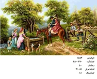 نخ و نقشه تابلو فرش دستبافت طرح دیداری در مزرعه کد ۱۵۵۴