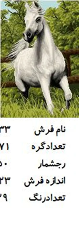 نخ و نقشه تابلو فرش دستبافت  طرح اسب کد ۲۲۳۳