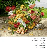 نخ و نقشه تابلو فرش دستبافت طرح گل کد ۱۶۳۱