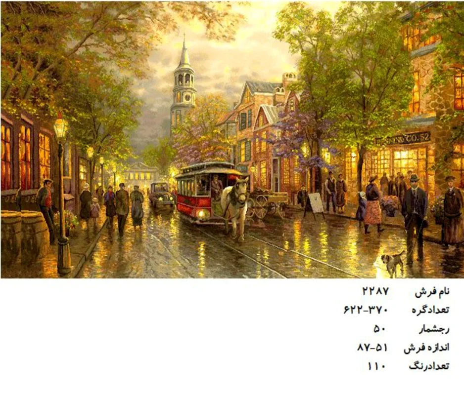 نخ و نقشه تابلو فرش دستبافت طرح منظره کد ۲۲۸۷