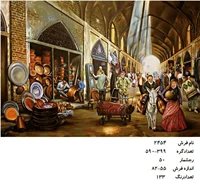 نخ و نقشه تابلو فرش دستبافت  طرح بازار مسگرها کد۲۴۵۴