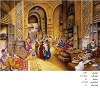 نخ و نقشه تابلو فرش دستبافت  طرح بازار سنتی کد ۱۵۶۰