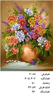 نخ و نقشه تابلو فرش دستبافت طرح گل کد ۲۰۸۸