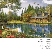 نخ و نقشه تابلو فرش دستبافت طرح منظره  کد ۲۵۱۰