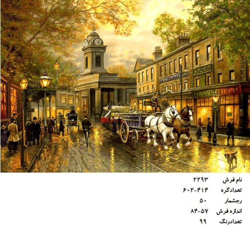 نخ و نقشه تابلو فرش دستبافت طرح منظره کد ۲۲۹۳