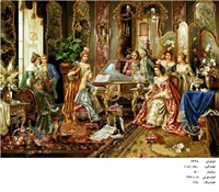 نخ و نقشه تابلو فرش  طرح پیانو زن نفیس (مهمانی)کد ۲۳۹۸