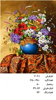 نخ و نقشه تابلو فرش دستبافت طرح گل کد ۲۰۹۱