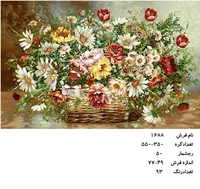 نخ و نقشه تابلو فرش دستبافت طرح گل کد ۱۶۸۸
