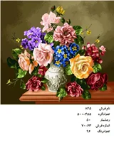 نخ و نقشه تابلو فرش دستبافت طرح گل کد ۸۲۵