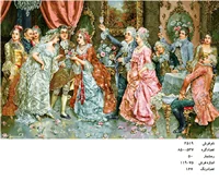 نخ و نقشه تابلو فرش طرح مجلس شراب خواری کد ۲۵۱۹