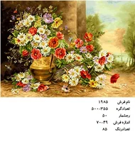 نخ و نقشه تابلو فرش دستبافت طرح گل کد ۱۹۸۵