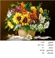 نخ و نقشه تابلو فرش دستبافت طرح گل کد ۱۱۹۲