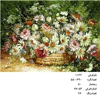 نخ و نقشه تابلو فرش دستبافت طرح گل کد ۱۱۲۲