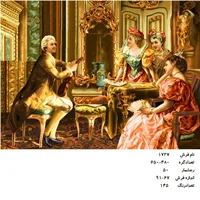 نخ و نقشه تابلو فرش طرح مجلس موسیقی (گپ شاعرانه ) ، کد ۱۷۲۷