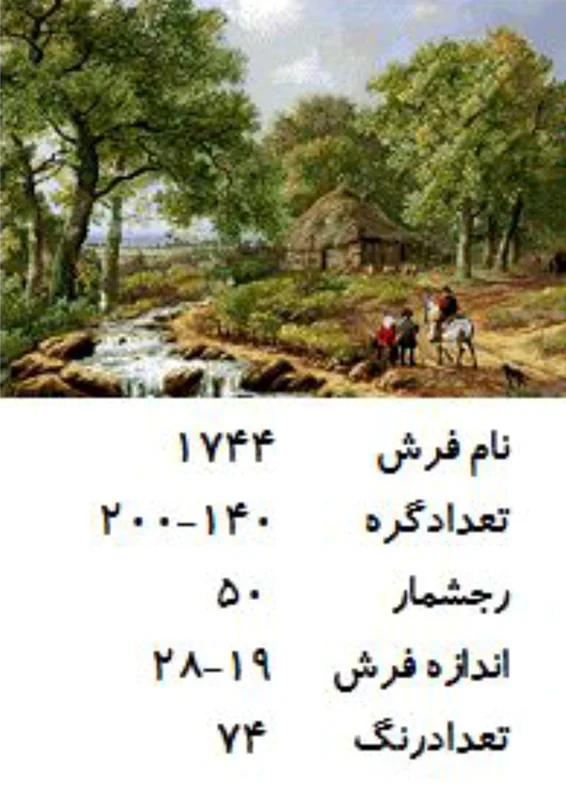 نخ و نقشه تابلو فرش دستبافت  طرح  رودخانه  کد ۱۷۴۴
