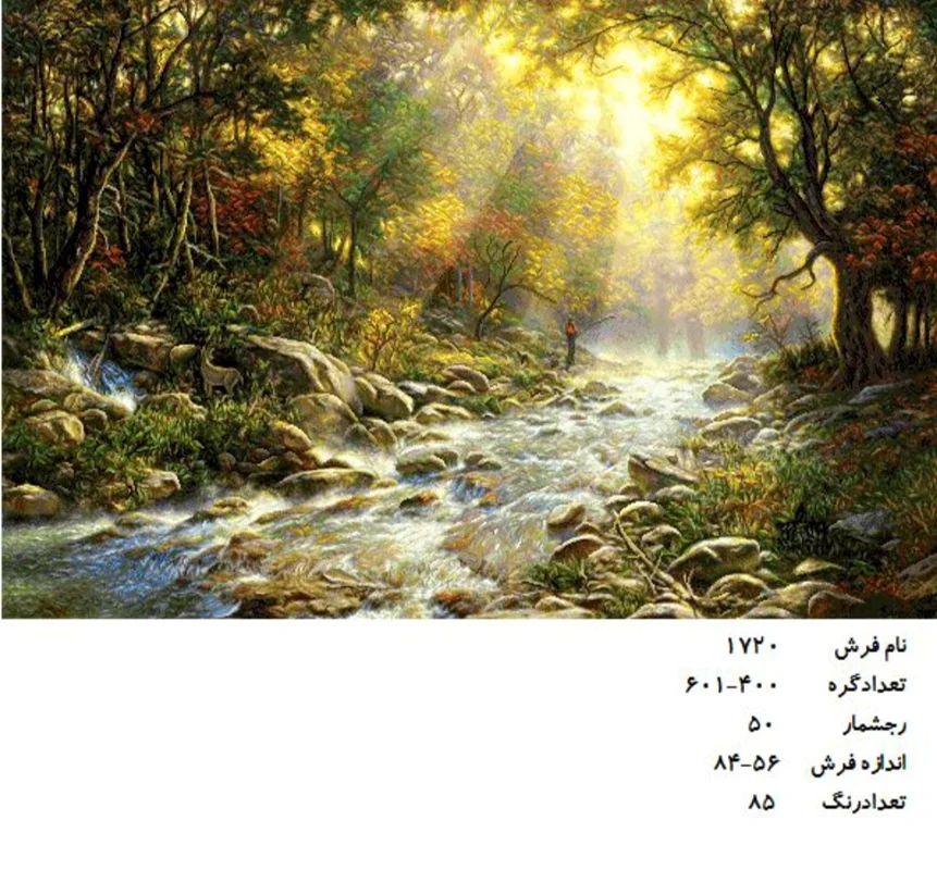 نخ و نقشه تابلو فرش دستبافت طرح منظره کد ۱۷۲۰