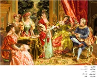 نخ و نقشه تابلو فرش تبریز طرح مجلس موسیقی (جمع دوستانه) ، کد ۱۸۱۲