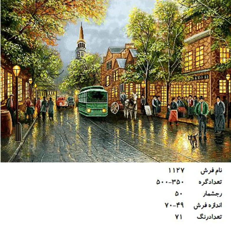 نخ و نقشه تابلو فرش دستبافت طرح منظره کد۱۱۲۷