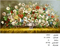 نخ و نقشه تابلو فرش دستبافت طرح گل کد ۲۴۲۲