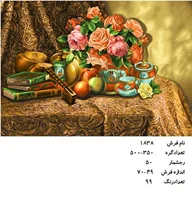 نخ و نقشه تابلو فرش دستبافت طرح گل کد ۱۸۳۸